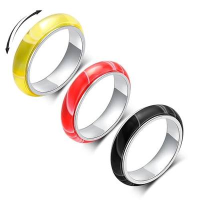OreilleStar Anxiety Ring for Women Spinner Ring Titanium Stainless Steel Fidget Ring Men 6mm Width With Dog Paw Kitty Cat Face Evil Eye Pattern Spinning Outer Band Size 6 7 8 9 10