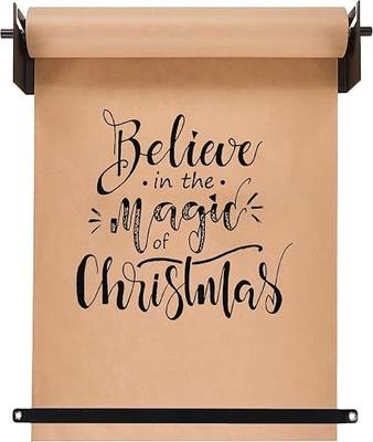 18'' Wall Mounted Kraft Paper Roll Dispenser & Cutter,Black Butcher Paper Dispenser, Farmhouse Decoration - Ideal Choice for Lists, Art Work, Calendars, Black Paper Holder with Cut Bar