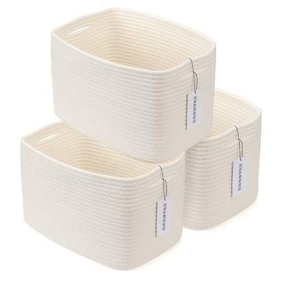 Cotton Rope storage Basket Bins Woven Basket for Organizing Shelves 15X10X9.3" Rectangle Decorative Baskets For storage Clothes Toys Books Towels Nursery basket organizer 3 pack white