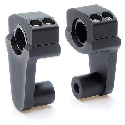 Pivoting Handlebar Risers – 2'' Height Rise CNC Aluminum Mount for 7/8'' & 1-1/8'' Handlebars – Fits 7/8'' Stem Clamp Black