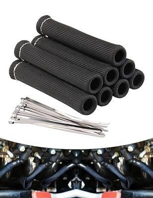 Spark Plug Wire Heat Shield Spark Plug Wire Heat Shield Sleeve Spark Plug Boot Protector Boots Wrap for SBC BBC 350 454 8PCS Plug Wire Covers - 2500F High Temp Protection (Black)