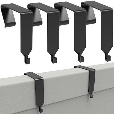 4 PCS Over The Door Hook Office Cubicle Hangers, Black | Cubicle Walls Hooks, Universal Panel Partition Metal Hooks for Hanging File Bins, Keys, Whiteboard