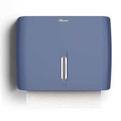 Paper Towel Dispenser Wall Mount,Capacity 200+ Sheets ZFold Tri Fold Blue Adhesive No Drilling or Screws Installation for Home Toilet