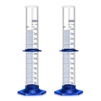 2PCS Graduated Cylinder Measuring Cylinder Thick Glass Lab Cylinders Glass Graduated Cylinder Glass Measuring Cylinder (250ML)