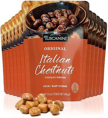 Tuscanini Premium Italian Chestnuts, 3.5oz (12Pack) | Roasted, Peeled & Ready to Eat | Great Source of Fiber & Antioxidants | Product of Italy | Certified Kosher
