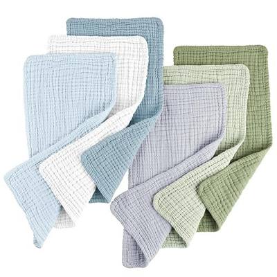 Konssy 6-Pack Thick Muslin Baby Burp Cloths, 6-Layer Ultra Soft Cotton | 100% Cotton, Burp Rags for Baby Drool & Messes, Wash Durable, Absorbent & Durable, Burping Cloths for Boys & Girls (Blue)