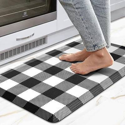 MAYHMYO Kitchen Mat Anti Fatigue Cushioned Black and White Buffalo Plaid Kitchen Rug Kitchen Floor Mat Non-Skid & Waterproof Ergonomic Comfort Standing Desk Mat for Floor Home Office Sink 17.3"x28"