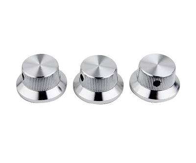 Guyker Electric Guitar Bass Control Potentiometer Knobs, Aluminum alloy Hat Top Metal Volume Knob Replacement Parts (3 Piece, Chrome)