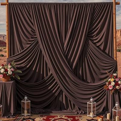 10x10ft Brown Backdrop Curtains for Parties, 2 Panels 5x10ft Wrinkle-Free Polyester Background Curtains for Wedding, Birthday, Baby Shower,Graduation, Decorations
