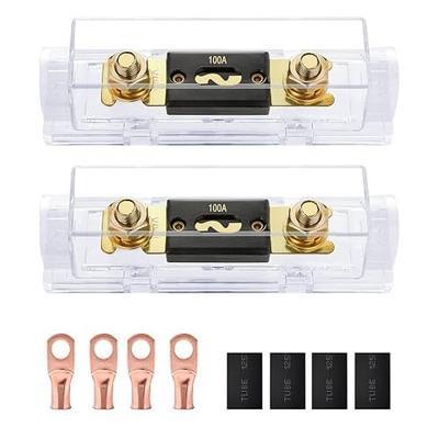 Nilight 2PCS 100A ANL Fuse Holder and ANL Fuses Electrical Protected | w/Wire Lug for 0 2 4 AWG Cables Waterproof for Solar marine fuse block inverter car Audio Amplifier High Current Applications