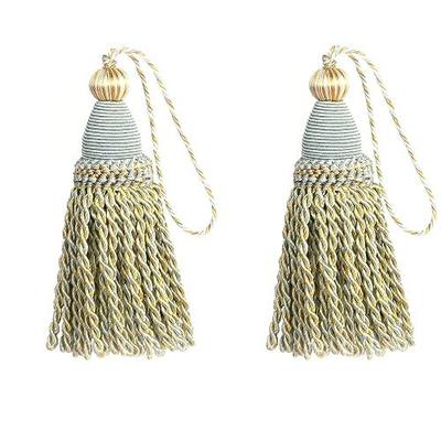 2 Pack Braided Tassel 24cm/9 Inch Key With Loops, Handmade Twisted Craft, DIY Accessories for Home Decoration