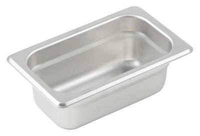Winco 2 1/2" 1/9 Size Deep Stainless Steel Steam Table Pan, Anti-Jam