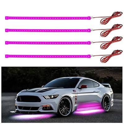 YM E-Bright Waterproof LED Strip Lights, 12in 36SMD 12V Pink 4 Pack | IP68 Flexible strips suit compatible cars, motorcycles, boats, and golf carts for interior or exterior accent lighting.
