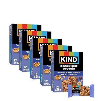 KIND Breakfast Protein Bars, Peanut Butter Banana Dark Chocolate, Gluten Free, Low Sodium, Healthy Snacks, 8g Protein, 30 Count (30 Packs of 2 Bars) | Perfect for busy mornings: a gluten-free healthy snack with whole grain oats for on-the-go energy. Includes 30, 2-bar packs.