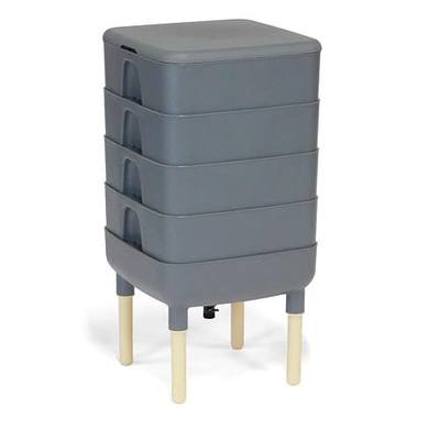 FCMP Outdoor - The Essential Living Composter, 4-Tray Worm Vermicomposter Bin, Grey
