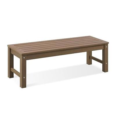 Psilvam 47" Outdoor Bench, 2-Person HDPE Backless Garden Bench (Brown) | Weatherproof Outdoor Benches, 700Lbs Weight Capacity, Porch Bench for Patio and Park