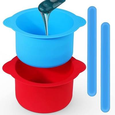 Mity rain 2pcs Silicone Wax Warmer Liner Non-Stick | Wax Pot Silicone Bowl Replacement, Reuse Wax Melt Warmer Liner With 2pcs Silicone Spatulas For Hair Removal(Blue+Red)