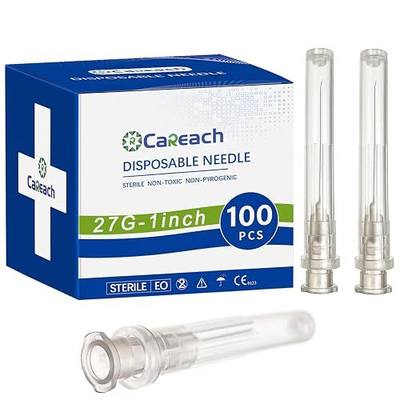 100pcs 27 gauge 1 inch Needle Luer Lock for Scientific Lab | Refilling Inks, Individually Wrapped
