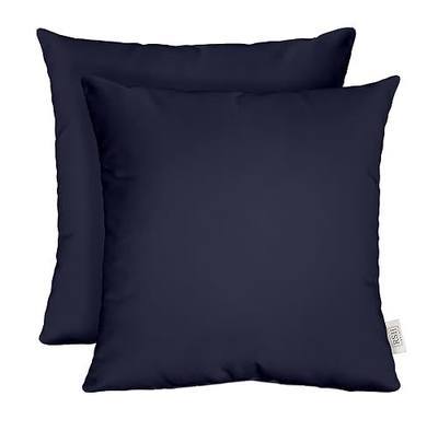 RSH DECOR: Sunbrella Square Throw Pillows Set of 2 | 20" x 20" | Water and Fade-Resistant Performance Fabric | Outdoor Pillow Covers with Down-Alternative Inserts | Canvas Navy Blue
