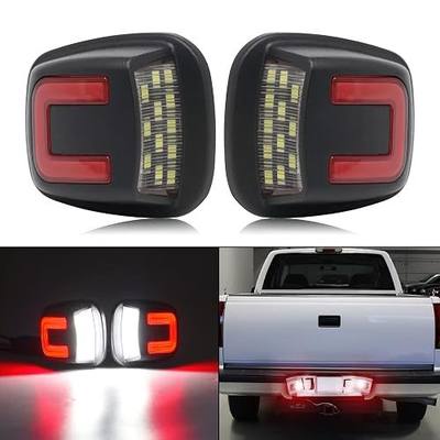LED License Plate Tag Light Replacement for C/K Series 1500 2500 3500 Pickup 1988-2000, Tahoe Yukon Suburban Blazer S10 Sonoma S15, Rear Bumper Number Liftgate White + Red Lamp