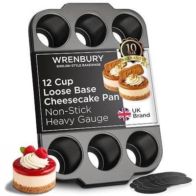Wrenbury Pro Mini Cheesecake Pan - Nonstick Carbon Steel, Removable Bottom, 12 Cup, 3-Inch, Easy Clean, PFOA-Free