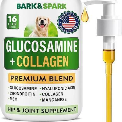 Liquid Collagen for Dogs w/Glucosamine (16 OZ) Advanced Mobility Joint Supplement for Dogs - Advanced Formula w/Chondroitin, MSM - Hip & Joint + Skin & Coat Care - Made in USA | Made in USA - Premium Formula w/Hyaluronic Acid, MSM, Chondroitin - Relief for Joint Stiffness, All Breeds (16OZ)