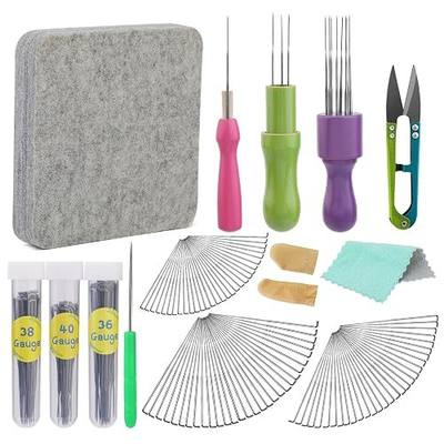 SOCNITC 99 Pcs Needle Felting Kit with 3 Sizes Felting Needles and Pad | Needle Felting Tool Set with Soft Felting Pad And 3 Sizes Felting Needles for Beginners Wool Felting Crafts And DIY