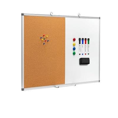 Comix Magnetic Whiteboard & Cork Combo, 36 x 24 Inches Wall Vision Board | Magnetic whiteboard & bulletin Board combo, contains 4 markers, 4 magnets, eraser and push pins