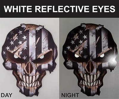 Black and White Skull Decal – Premium American Flag Design with White Reflective Eyes – Cool Sniper Decal for Trucks and Cars – Large USA Sticker
