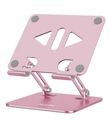 Aoviho Tablet Stand Holder for Desk, Adjustable Aluminum Desk Accessories, Stable Desktop Stand for Office Home,Compatible with iPad Pro Air Mini, Samsung Tablets, Rose Gold