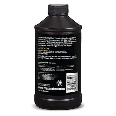 TRIAX Brake Fluid DOT 3&4 - Full Synthetic, High Temp, Heavy Duty, All-Vehicle, Race Ready - European, Asian, & US Vehicles - Resists Brake Fade & Vapor Lock, ABS Traction & Control (1 Quart)