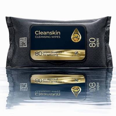 CleanSkin Cleansing Green Soap Tattoo Wipes All in One Solution Tattoo Wipes for during Tattooing | Tattoo Aftercare | Green Soap for Tattooing | Ready-to-use all in one green soap tattoo wipes help clean skin and excess ink during tattooing, PMU, piercing and aftercare.