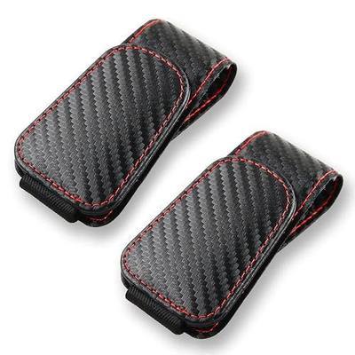 2Pcs Sunglass Holder for Car, Magnetic Leather Eyeglass Hanger Clip for Car Sun Visor, Sunglasses Holder and Ticket Card Clip for Car Visor Accessories (Carbon Fibre Black)