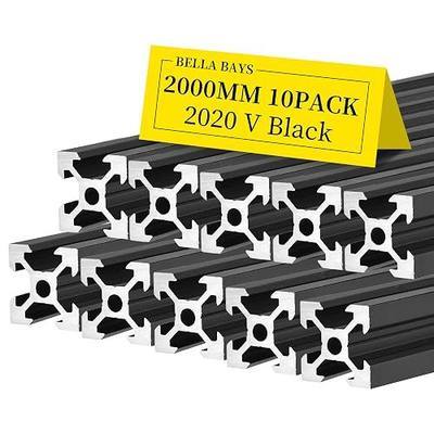 BELLA BAYS 10pcs 78.74 inch 2000mm 2020 V Slot Aluminum Extrusion Profile European Standard Anodized Black Extruded Linear Rail Guide Frame for 3D Printer Laser Engraving Machine CNC Workbench DIY