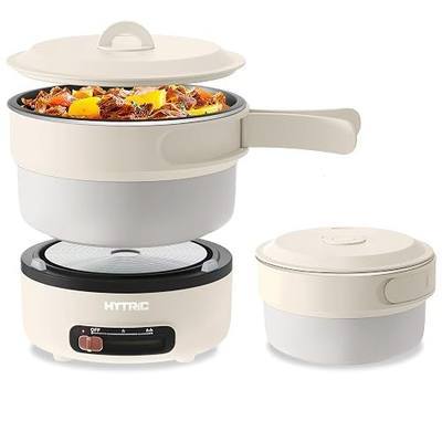 HYTRIC Electric Cooker, 2L Portable Electric Cooker with Foldable Handle, Non-Stick Electric Cooker with Dual Power Control for Camp, Dorm, Multi-Function Ramen Cooker for Oatmeal, Steak, Pasta, | Non-Stick Pot, Dual Power, Ramen Cooker for Oatmeal, Steak & Pasta, Overheat & Boil-Dry Protection, Por