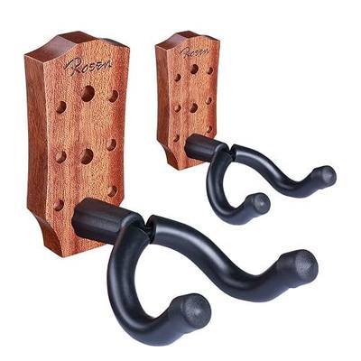 Rosen Guitar Wall Mount 2 Pack Solid Mahogany Guitar Wall Hanger Hook Holder Stand with Screws, Adjustable Guitar Wall Mount Hanger for Acoustic Electric Guitar Bass Banjo Mandolin