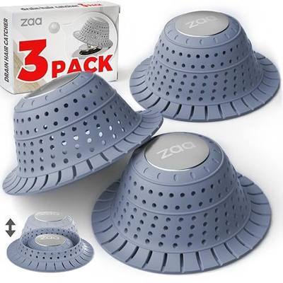 zaa Drain Hair Catcher, 3-Pack Silicone Shower, Hair Catcher Shower Drain Covers Easy to Install and Clean for Pop-Up, Regular Drains, Bathtub, Shower, Bathroom and Kitchen
