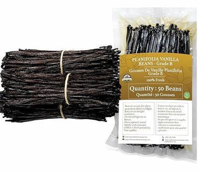50 Vanilla Beans Grade B for Making Vanilla Extract, Vanilla Beans Bulk for Extract Grade 5 inches, Perfect for Homemade, baking and cooking. (50 Vanilla)