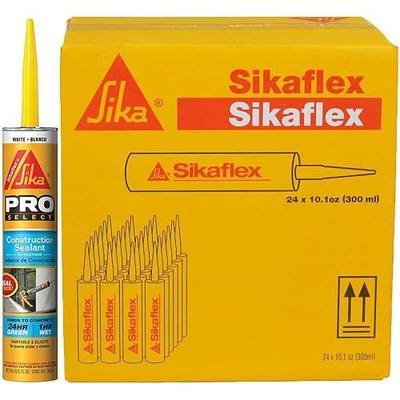 SIKA Sikaflex Construction Sealant - White, All-Purpose Polyurethane for Joints 1/2" or Smaller - 10.1 fl. oz - Weatherproof, High Elasticity, Paintable, Strong Adhesion (Pack of 12)