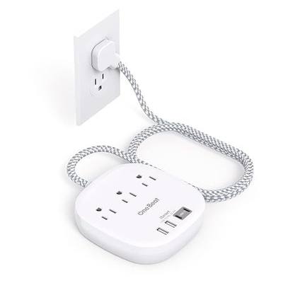Travel Essentials, 22.5W/4.5A Flat Plug Power Strip, 6 Ft Extension Cord | 3 Outlets 4 USB Ports(2 USB C) Desktop Charging Station, Power Strip No Surge Protection for Cruise Ship, Dorm Room