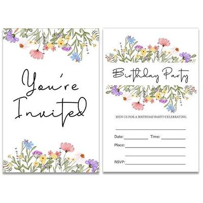 Soiceu Wildflower Birthday Party Invitations with Envelopes Set of 20 Spring Summer Wildflower Birthday Party Invites Fill in Blank