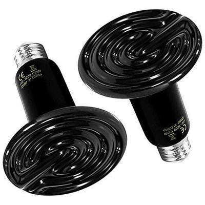 Simple Deluxe 150W Reptile Heat Lamp Bulb Ceramic Heat Emitter No Light Emitting Brooder Coop Heater for Amphibian Pet & Incubating Chicken, 2 Pack Black