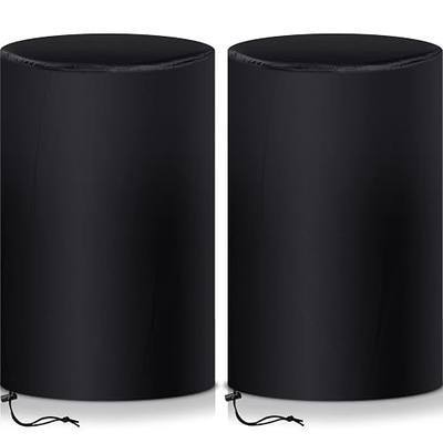 Amylove 55 Gallon Drum Cover, 210D Oxford Cloth Water Storage Barrel Cover, 25 x 37 Inch Outdoor Waterproof Rain Snow Bucket lid with Drawstring, UV Protection, Anti Dust(Black,2 Pcs)