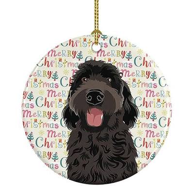 Caroline's Treasures Doodle Black #1 Christmas Ceramic Ornament Christmas Tree Hanging Decorations for Home Christmas Holiday, Party, Gift, 3 in, Multicolor