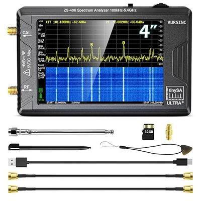 AURSINC TinySA Ultra+ ZS406 Spectrum Analyzer, 4.0" Touchscreen 100kHz-5.4GHz Handheld Frequency Analyzer with 32Gb Card, 2-in-1 Signal Generator MF/HF/VHF UHF Input, HW V0.4.6, 2025 Upgraded