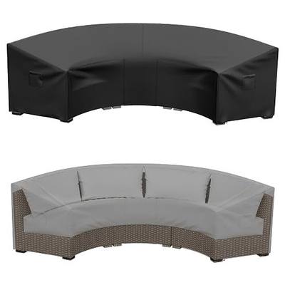 Mrrihand Curved Patio Furniture Covers, Waterproof Outdoor Sectional Sofa Cover, Heavy Duty Windproof Lawn Outdoor Couch Covers, UV Resistant, Air Vents-120 Lx36 Dx38 Hx82 FL, Black