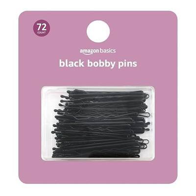 Amazon Basics No Slip Bobby Hair Pins, Black, 72 Count, for Pain-Free Comfortable All-Day Styling and Updos with Convenient Storage/Travel Case, For All Hair Types
