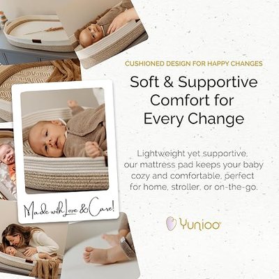 Yunioo Foldable Baby Changing Pad 29” x 15” - Waterproof & Ultra Soft Mattress for Diaper Changing Station - Portable Table Topper & Moses Basket Replacement - Easy to Clean