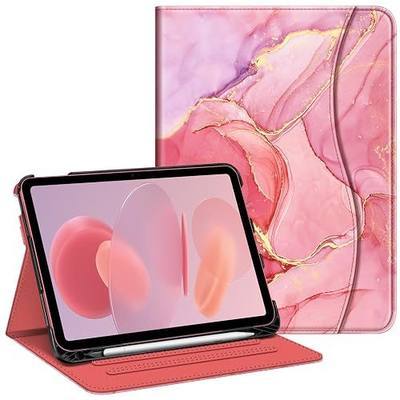 Fintie Folio Case for iPad (A16) 11th Gen 11 in, iPad 10th Generation 10.9" | Multi-Angle Viewing Protective Stand Cover, Built-in Pencil Holder & Storage Pocket, Auto Wake/Sleep, Marble Pink