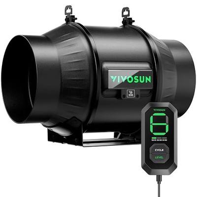VIVOSUN T6 6" Inline Fan &Cycle Mode Speed Controller, 408 CFM Aerozesh Fan | 3 Cycle Modes, Grow Tent Kit Ventilation Fan, EC Motor, Programmable Exhaust Fan for Heating Cooling Booster, Hydroponics